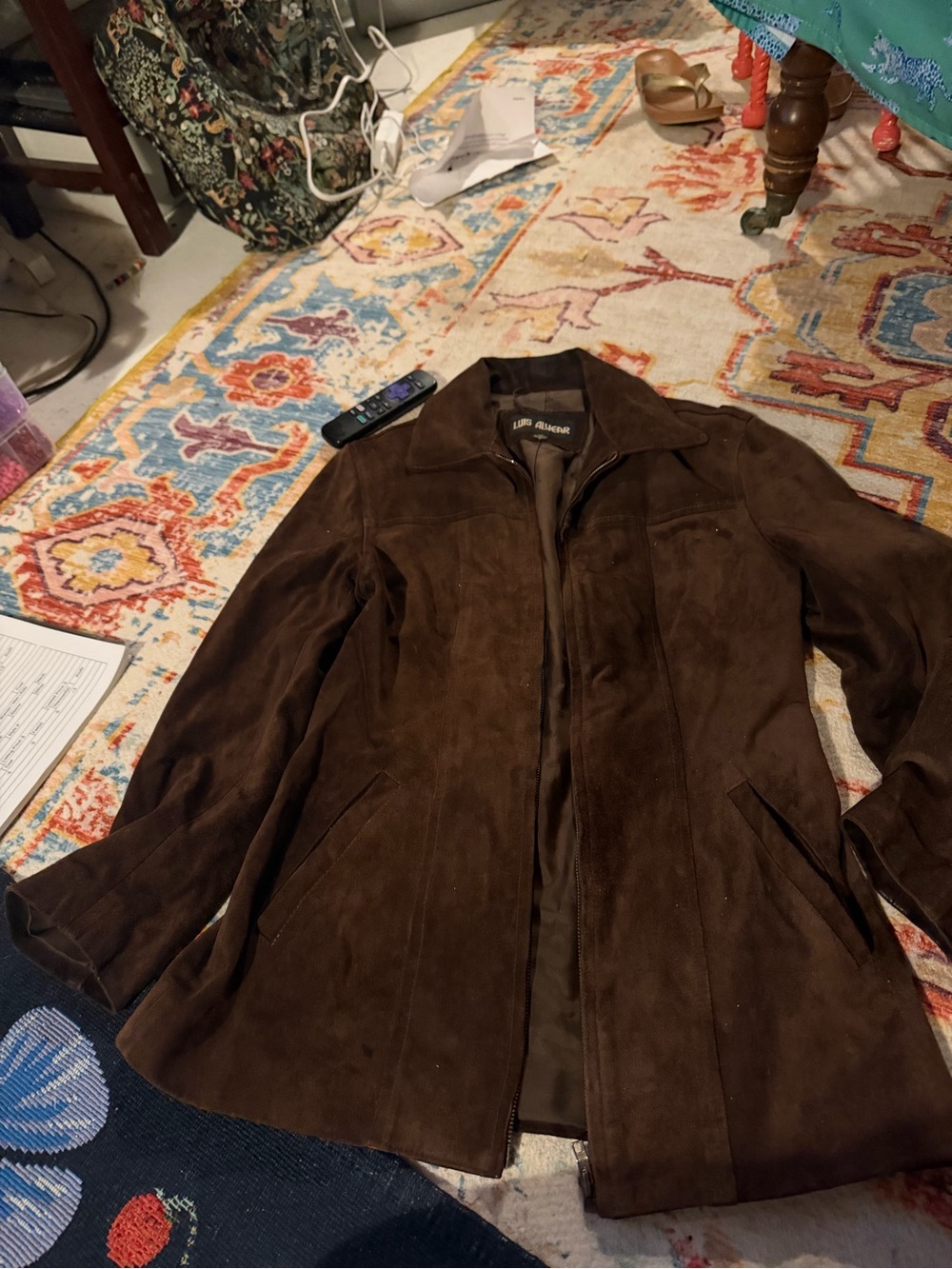 Luis Alvear vintage chocolate brown Suede Zip-Front Jacket S